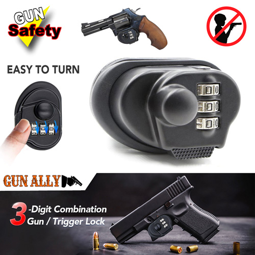 3-Dial Combination Trigger Gun Lock for Universal Firearms Pistol Rifle Shotgun 